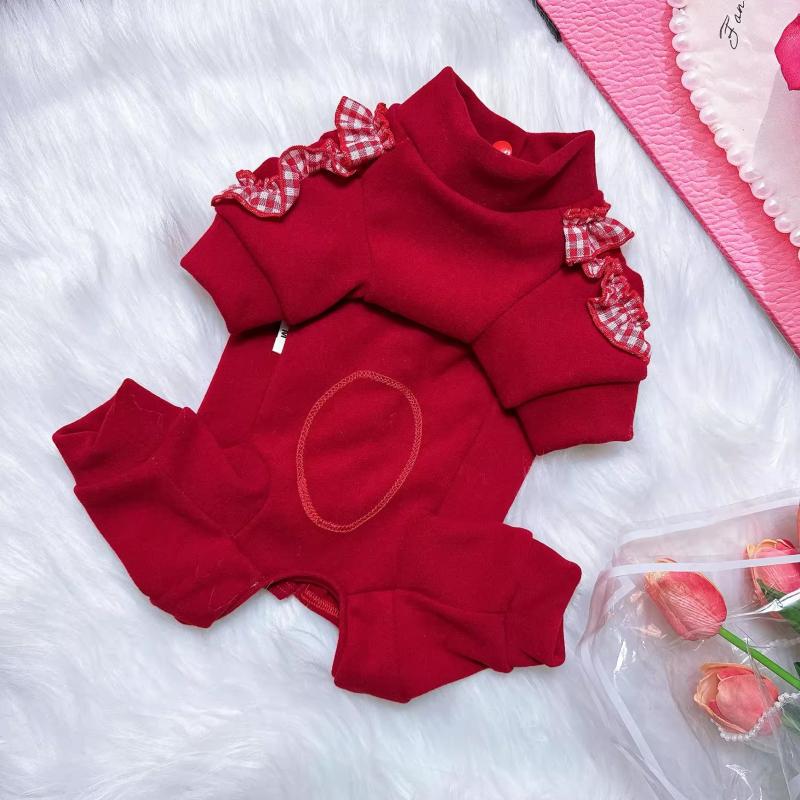 

Girl Dog Clothes Jumpsuit Female Dog Clothing Puppy Pomeranian Maltese Poodle Bichon Frise Schnauzer Clothig Pet Apparel Outfit XS（old） красный