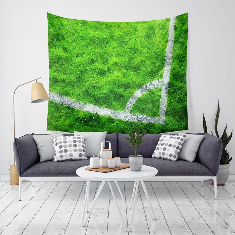 Green Football Field Tapestry Home Decor Wall Hanging Tapestry Bedroom Living Room Dormitory Decoration Soccer Pattern Tapestry