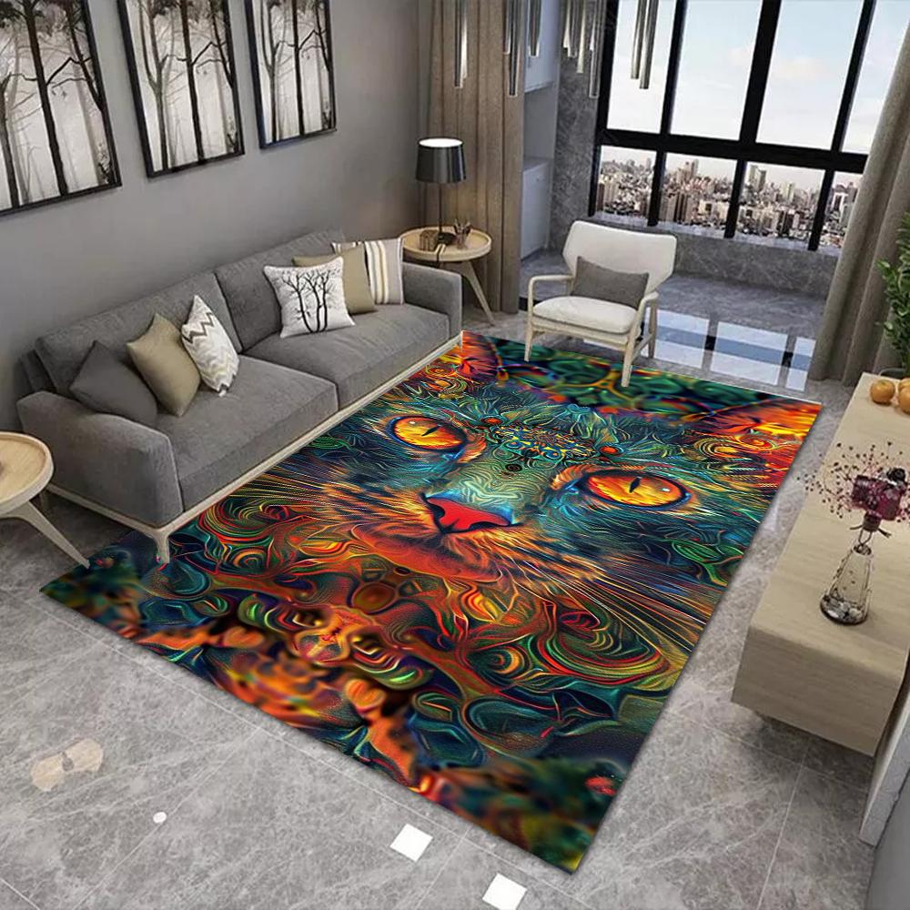 Rainbow Mandala Carpet Mat Rug Spiral Abstract Floral Black White Design Modern Living Room Home Decor Non-Slip Soft Floor Mat