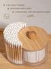2-in-1 One-piece Bamboo Cover Cotton Swab Box, Makeup Remover Cotton Storage Box, Desktop Cotton Storage Box Round Storage.