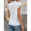 Damen Unifarben Rüschen Ärmel Bluse Elegant Lockerer Schnitt Bauchkontrolle Oberteil Frühling Sommer Außen Innen Kleidung