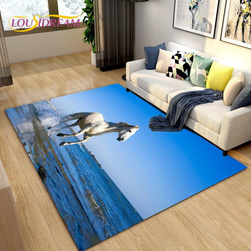 3D Animal Pentium Horse Area Rug,Carpet Rug for Living Room Children's Room Decoration,Kids Play Crawling Non-slip Floor Mat