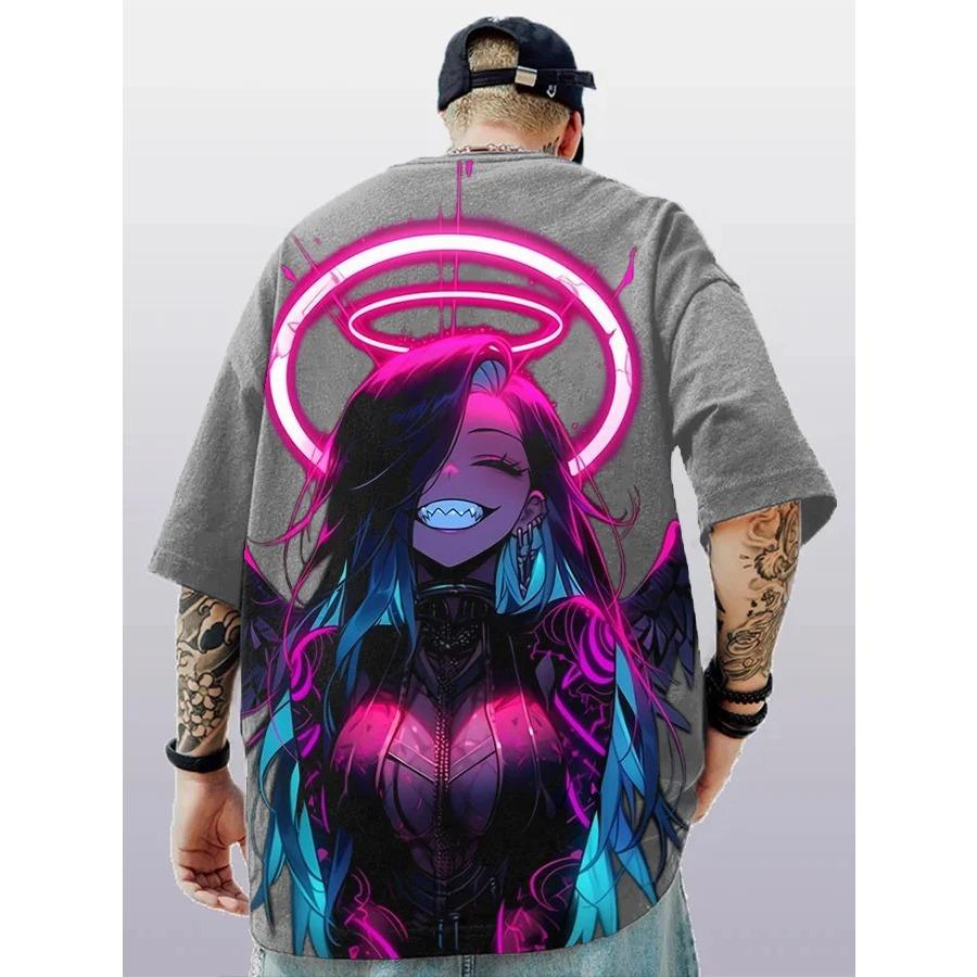 2024 Summer Fashion T-shirts Men Women Unisex Oversize Anime Character Japanese Style Streetwear Super Cool Couple T-shirts