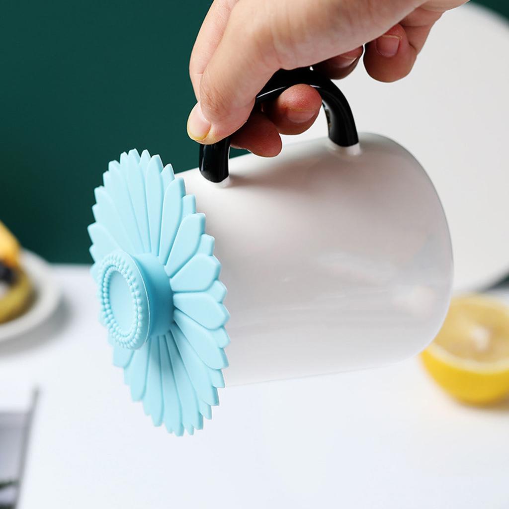 Sunflower Silicone Cup Lids Dustproof Camping Mug Covers Leakproof Hot Cup Lids Airtight Seal Lid Cap for Coffee & Teas