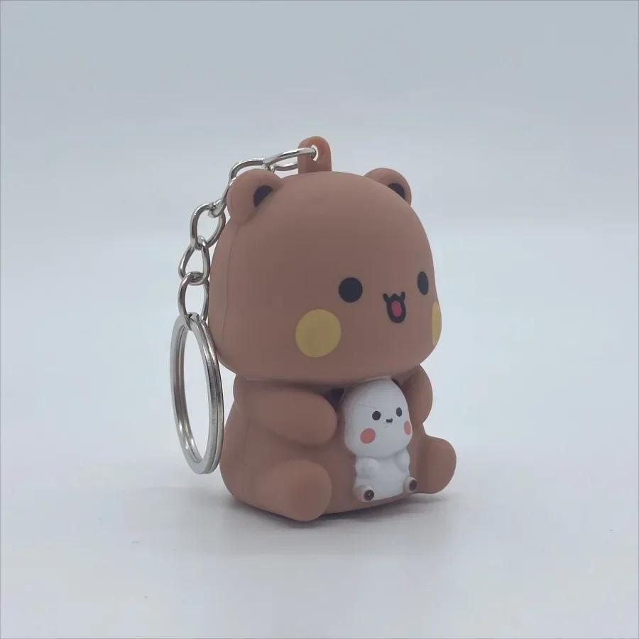 Bubu and Dudu Keychains Car Ornament Yier Panda Bear Say I Love You Voice Toy Glowing Anime Figures Bag Decoration Couple Gift