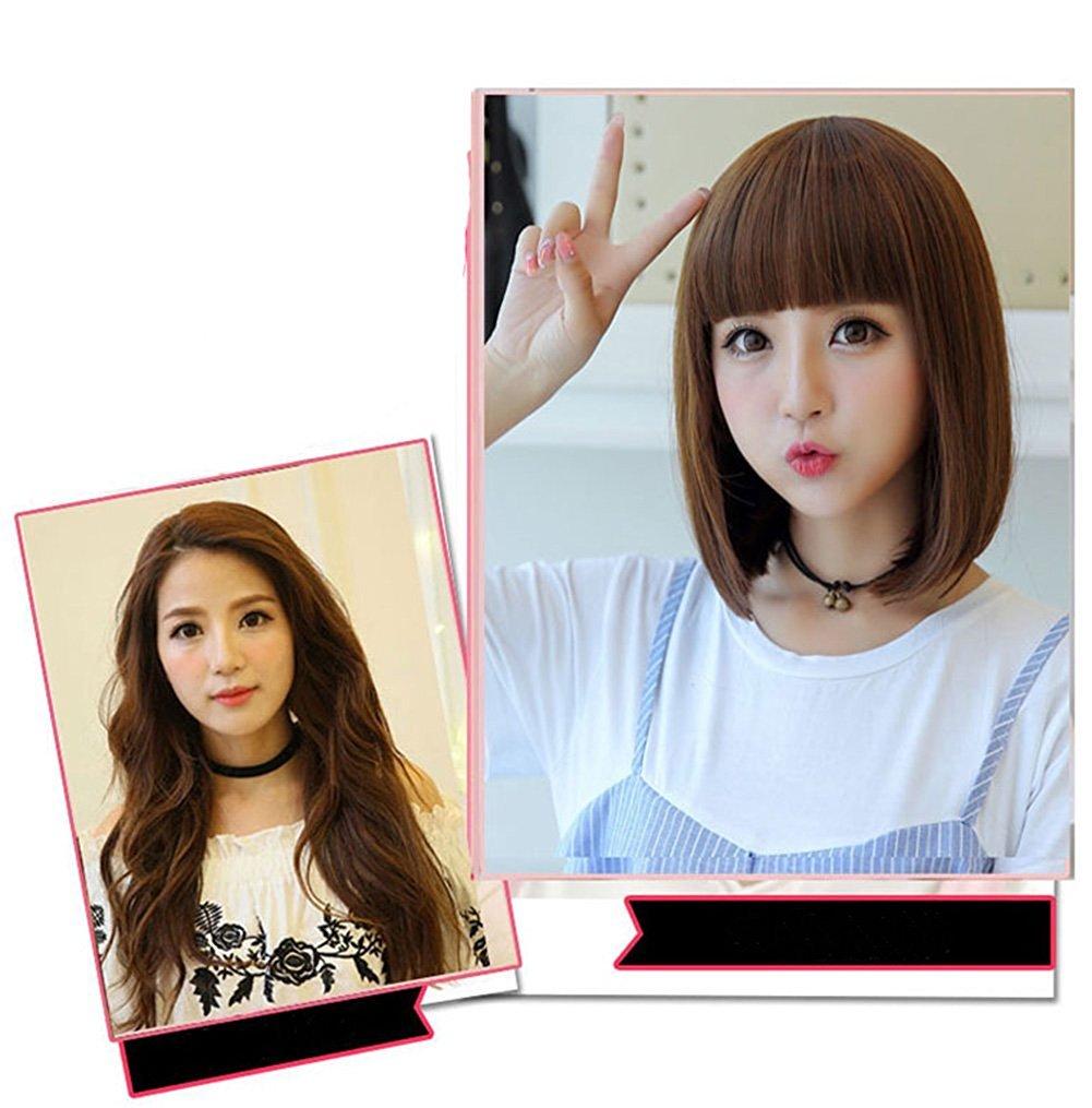 LESUN Plně rovný Diagonální Hladký Malý obličej Volný a malý tepelný Falešná síť Včetně Paruka, Paruka, Bob, Ofina, Polokrátká, Rovná, Nadýchaná, Efekt,