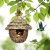 Charmantes dekoratives Kolibrihaus Handgewebtes Kolibrinest Haus Naturgras Aufgehängter Vogel für Garten Terrasse Rasen Büro