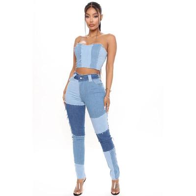 Ultra-Stretch High-Waist Bleistift-Schlanke Jeans für Damen mit Fransen