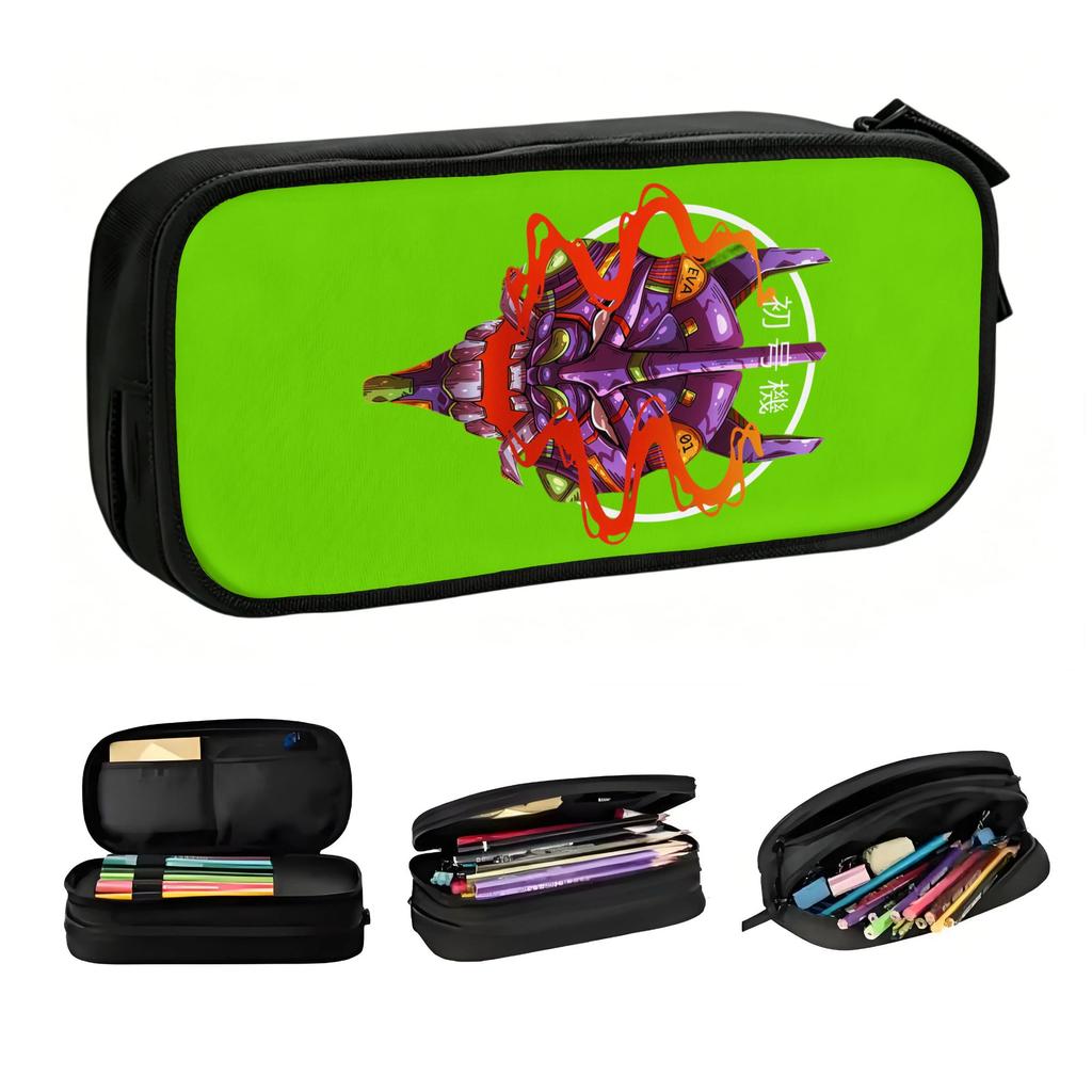 ONI EVA 01 Neon Genesis Evangelion Pencil Cases for Boys Girls Big Capacity Japanese Anime Pen Box Bag School Accessories