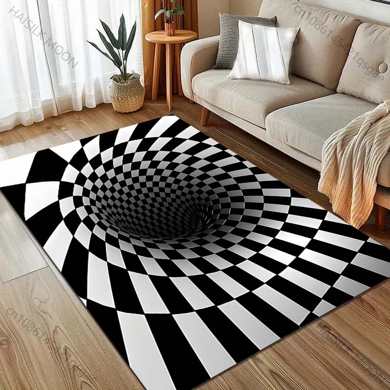 3D Optical Illusion Printing Carpet for Living Room Bedroom Sofa Doormat Home Decor Area Rugged Non-slip Floor Mat Large Size