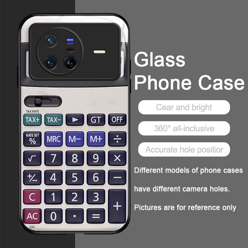 Funny Digital Calculator Pattern Tempered Glass Phone Case for OPPO Reno 13 F 12 11 10 Pro Plus Find X8 X3 Lite A58 A78 5G Cover