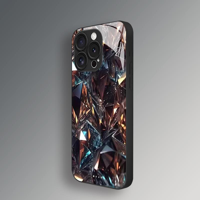 Broken Diamond Diamond Tempered Phone Case Suitable for iPhone 17 16 15 14 13 12 11 Pro/Max/Plus Anti Drop and Shockproof