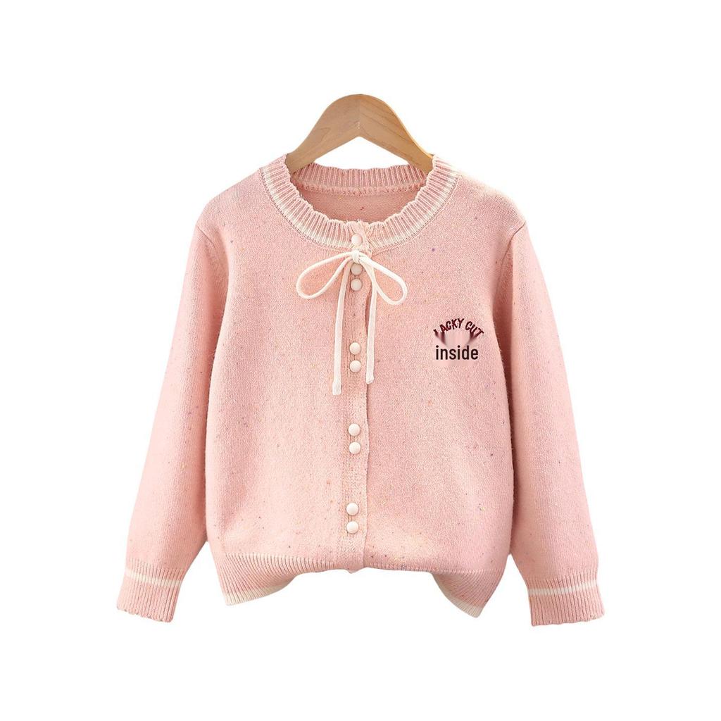 Girls' Stylish Korean-Style Knit Cardigan Sweater – Long-Sleeved, Spring/Autumn Academy Look