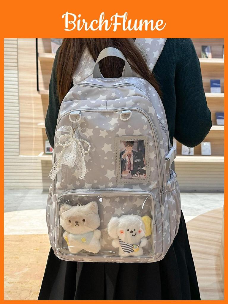 Starry Nylon Kids Backpack With Padded Shoulder Straps For School And Teens
