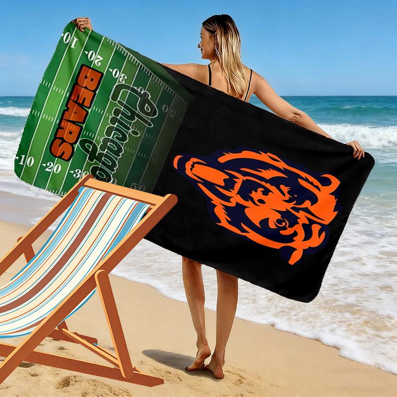 Chicago Bears Print Beach Towel, Large Soft Quick Dry Towel for Beach Camping Swimming