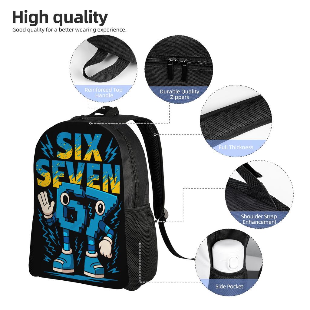 67 Six Seven 6-7 Backpack Funny Italian Brainrot Boy Polyester Outdoor Backpacks Big Leisure High School Bags Rucksack