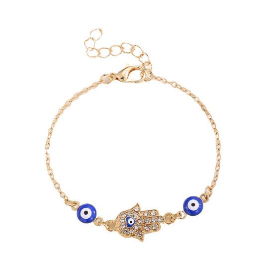 Evil Eye Bracelet Hand of Fatima Women Bracelet Adjustable Chain Blue Evil Eye