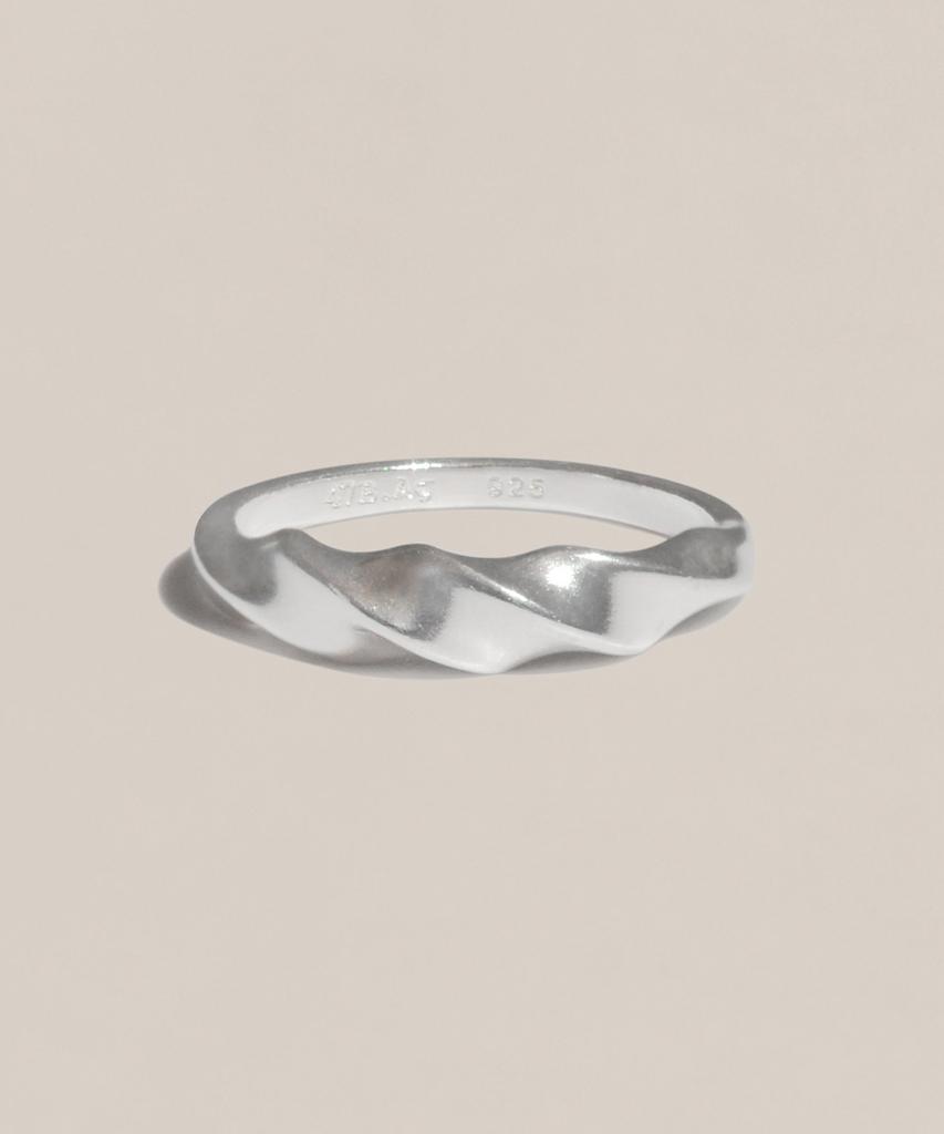47Bag 925 Silver Twisted Wave Bold Ring Corara