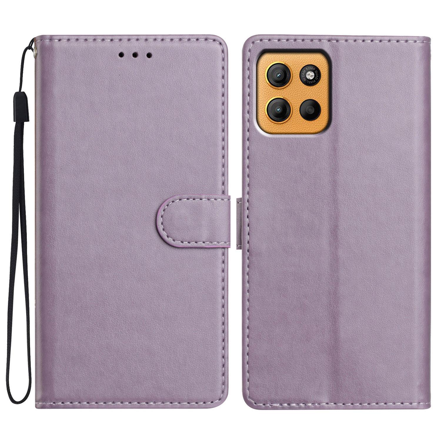 

For Motorola Moto G15 4G Leather Case Wallet Stand Phone Cover with Handy Strap D