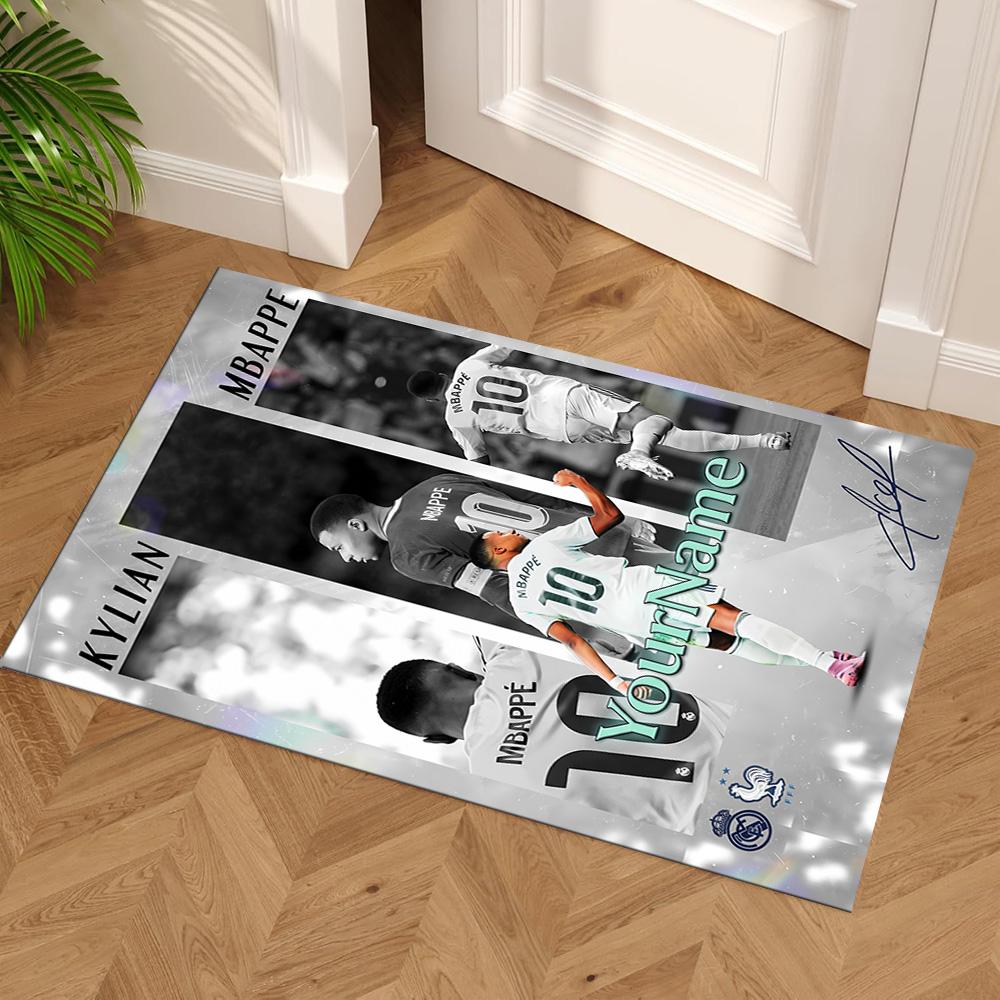 Mbappe Customized Name Carpet Suitable for Game Room Study Room Balcony Dormitory Anti-slip Rug Office Home Decor Perfect Gift for Women/Men