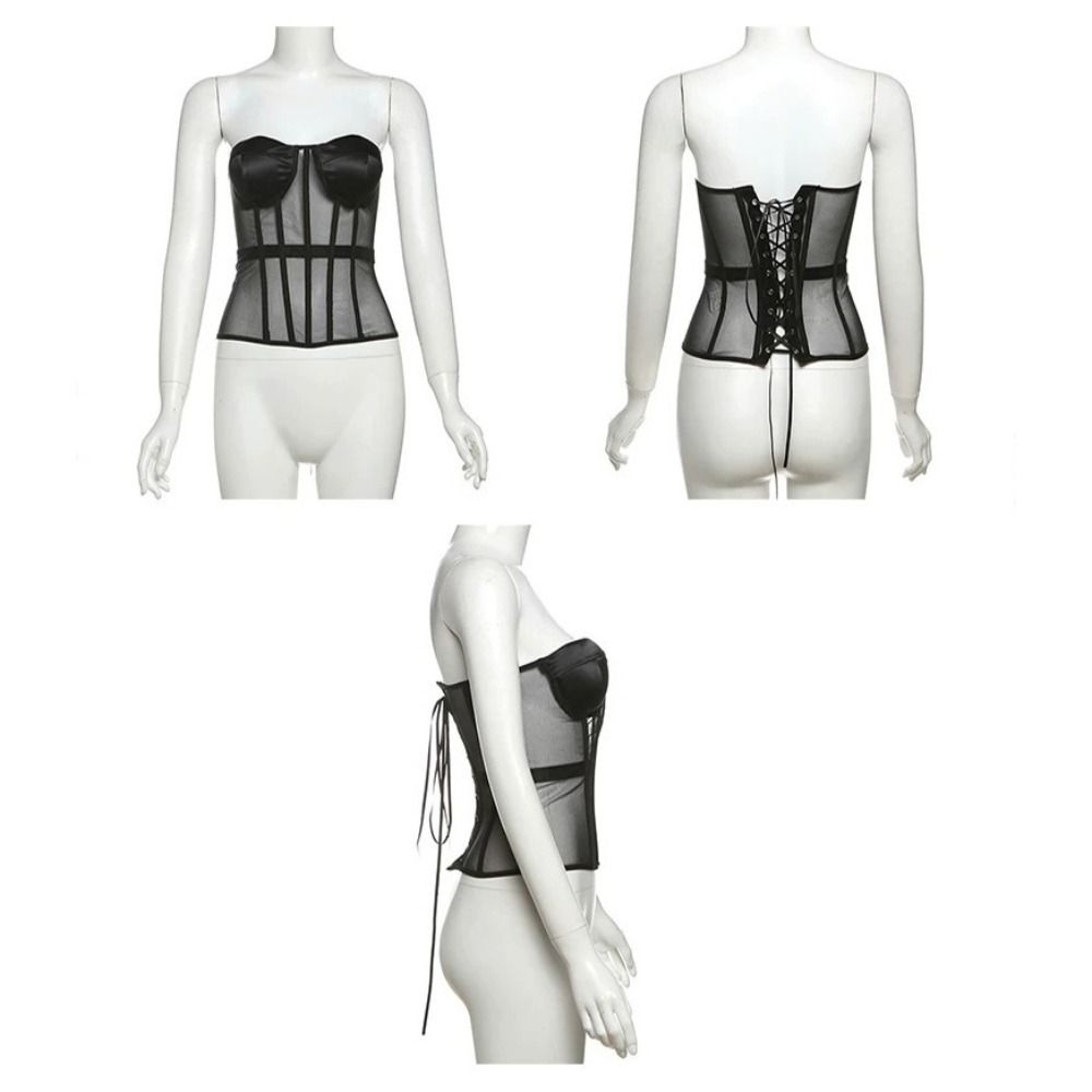 Sleeveless Women Corset Fishbone Camisole with Pads Streetwear Women Vest Sling Top Lady