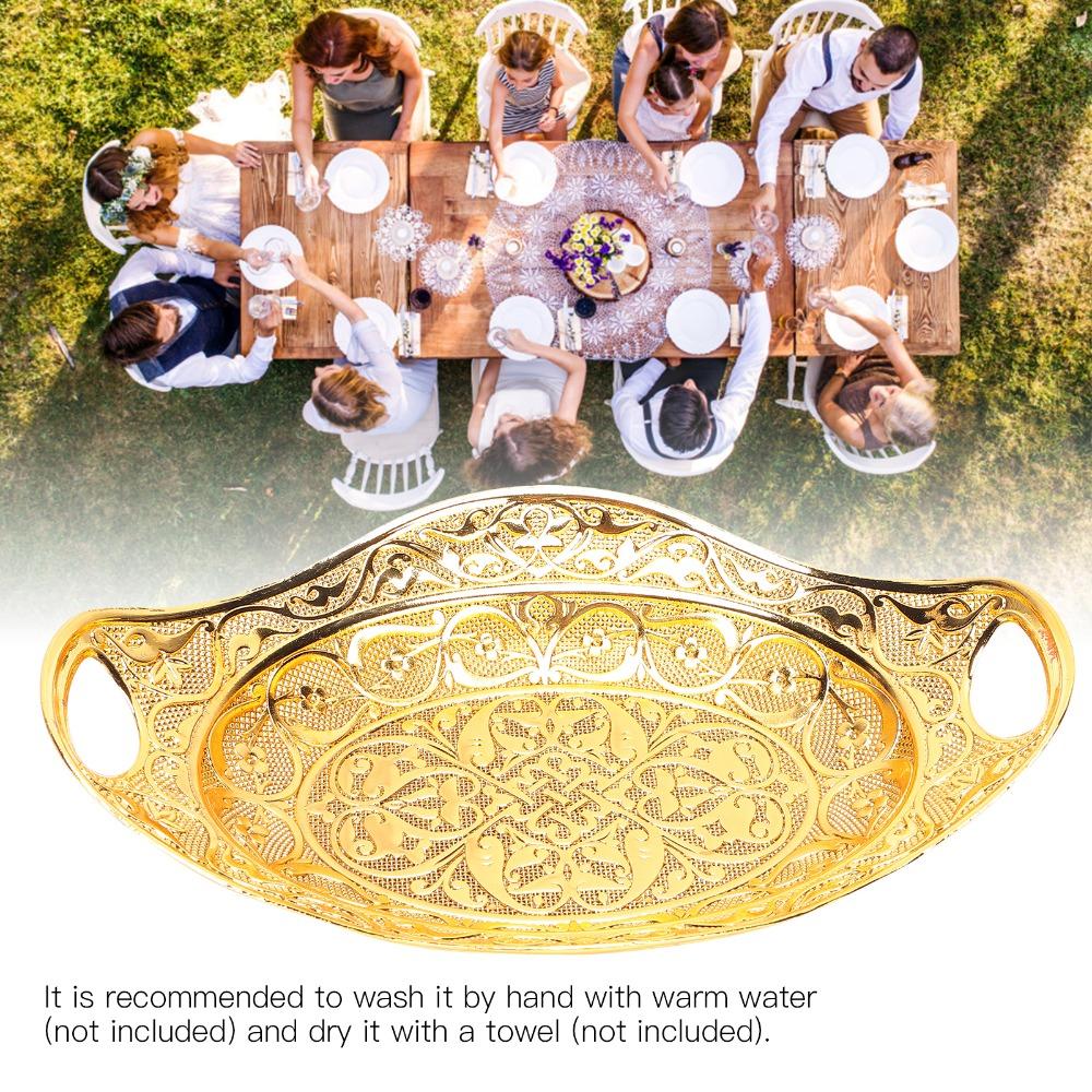 Oval Shape Fruit Tray Gold Decorative Tray Elegant Jewelry Organizer Tray Kitchen Counter