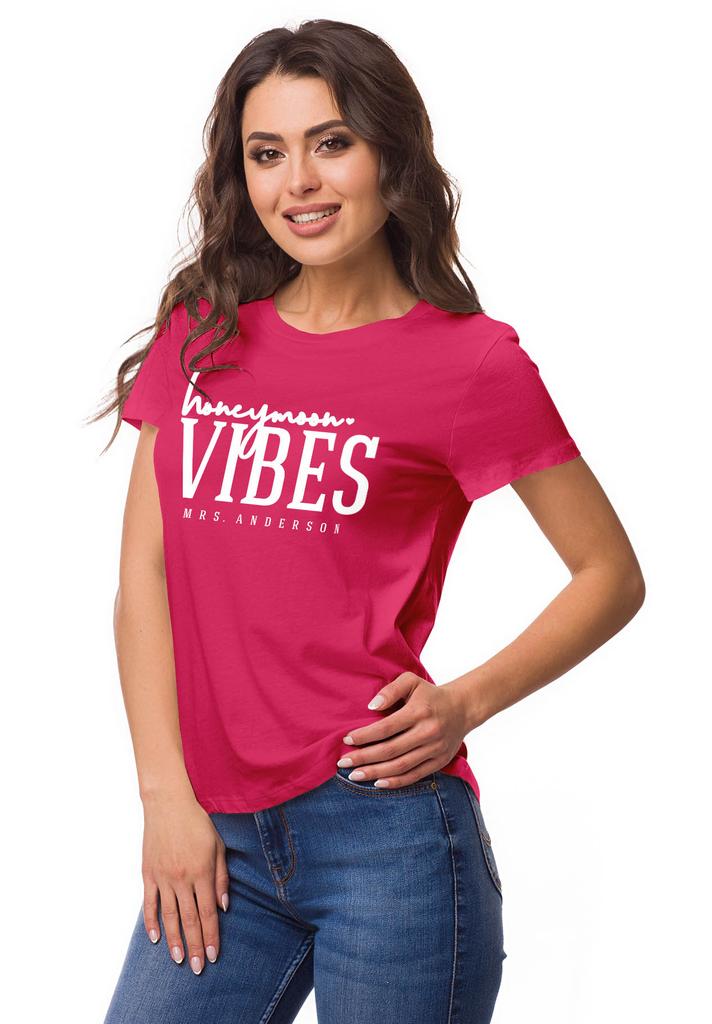 Inkdotpot Personalized Womens Tshirt Top Honeymoon Vibes Mrs Wedding  Announcement