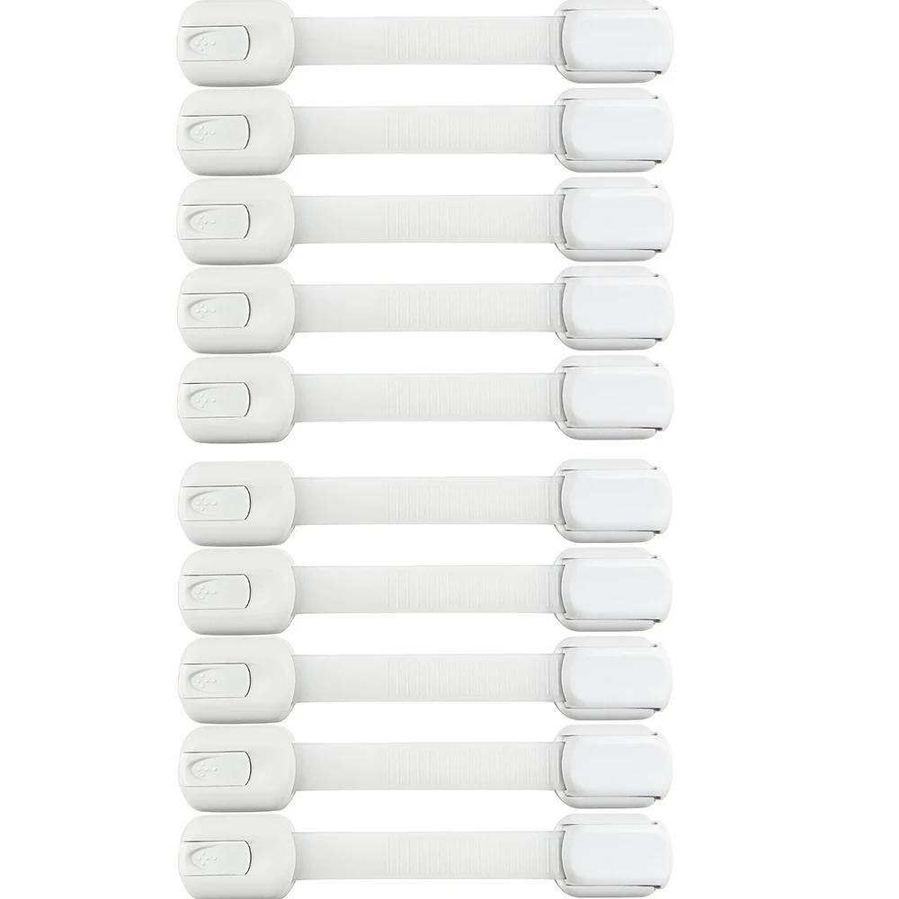 Kindersicherung mit Gurtschlösser, Babysicherungen für Schränke und Schubladen, Toilette, Kühlschrank und mehr. Klebepads, keine Installation erforderlich