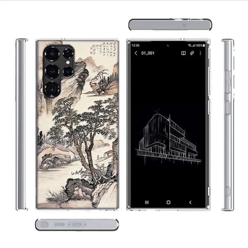 Chinese Style Ink Painting Art Cases Phone Case for Samsung Galaxy S26 Ultra S25 Edge S24 S23 FE S21 Plus S20 S22 S10 Cover TPU