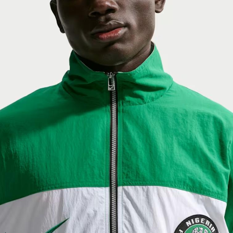 Nike FW25 Football Replica Tracksuit Nigeria 1996 Edition Color Block Stand Collar Loose Fit Zip Long Sleeve Jacket Men Tracksuit Green II6993-310
