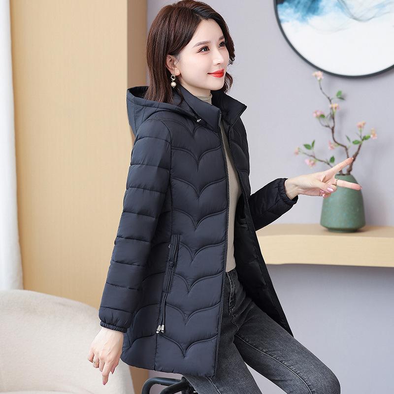 Down cotton-padded clothes for women's winter long cotton-padded clothes, slim and thin, thickened large-size cotton-padded jacket.