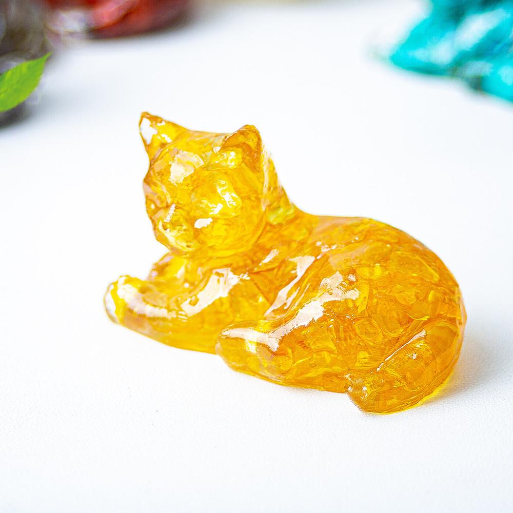 Resin Encrusted Natural Crystal Chips Resin Cat Figurine Home Decor Gift For Friends