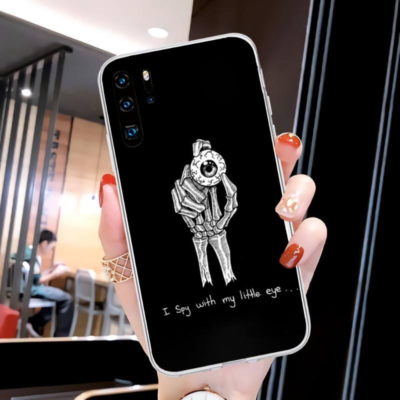 

Чехол для телефона Coo Skull And Text для Huawei P50 P40 P30 Pro Mate 40 30 Pro Nova 8 8i Y7P Honor Прозрачный чехол для телефона Honor 9C