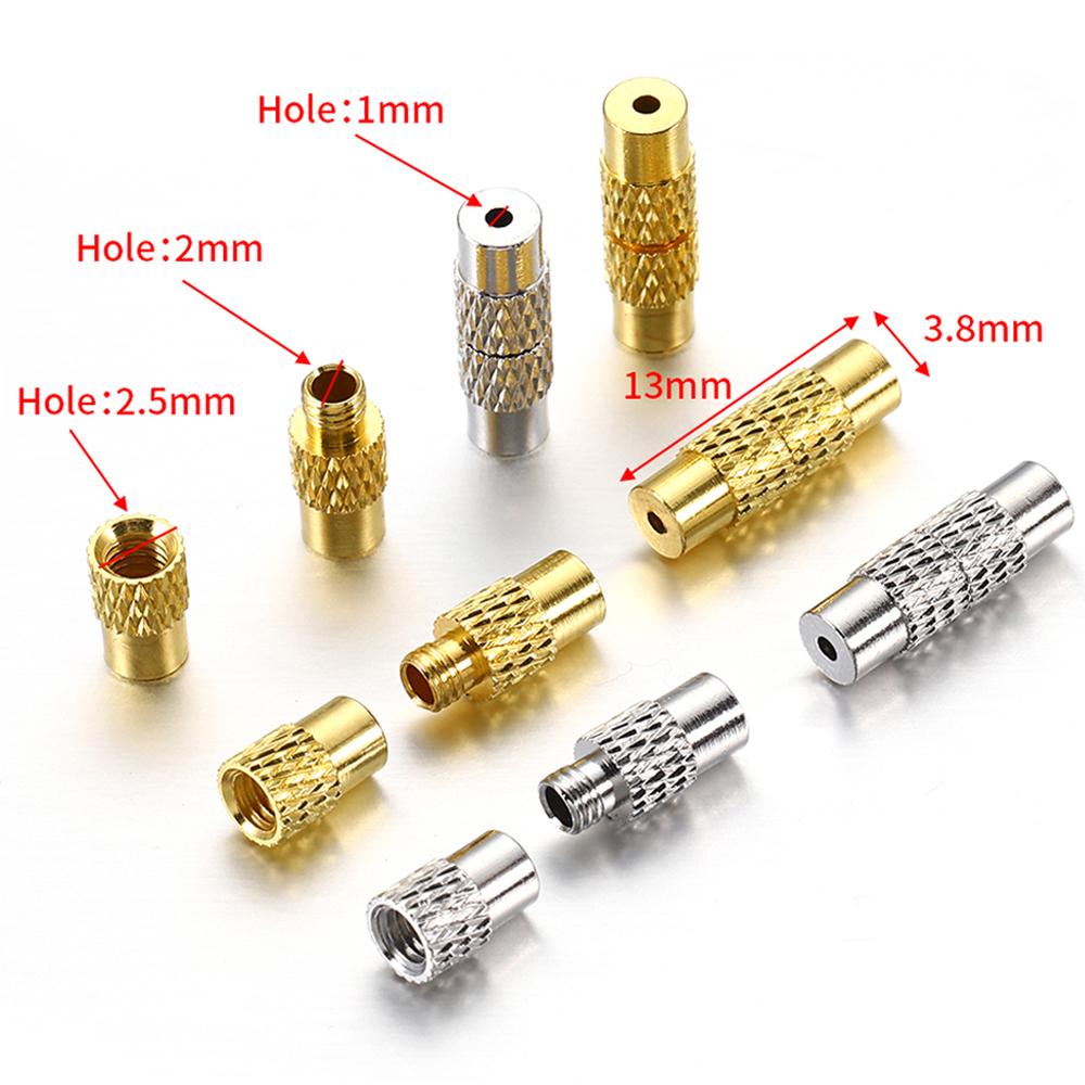 20-40pcs 13x4mm Screw Twist Cylinder Fasteners Buckles Clasps 1mm Hole Cord End Caps for DIY Bracelet Necklace Jewelry Making