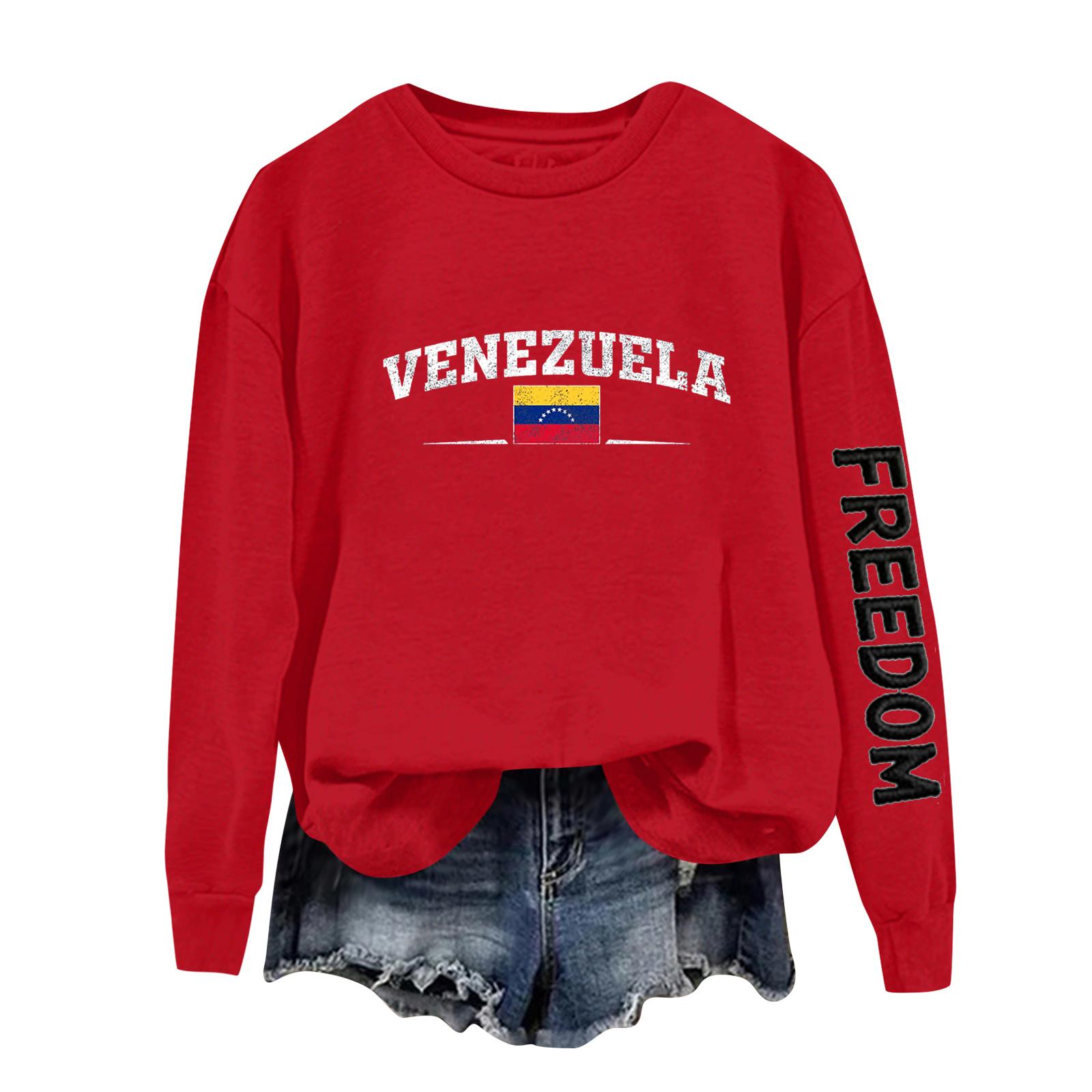 

Ladies Printed Casual Long Sleeved Round Neck Sports Hoodie Top XL червоний