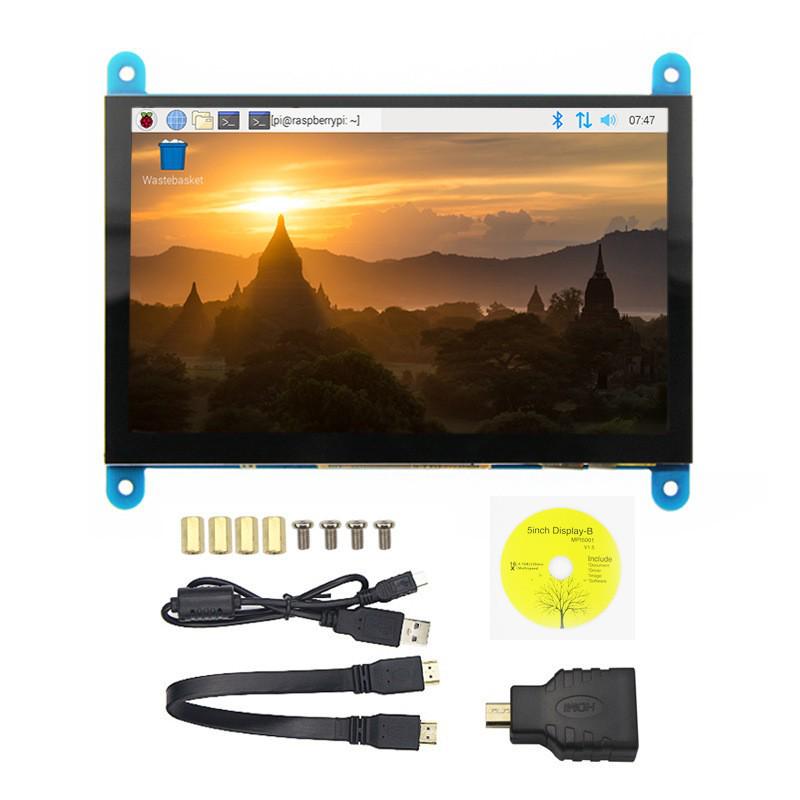 Raspberry Pi 4B 5" HDMI Touchscreen Monitor, 800x480 Resolution, 5-Point Capacitive Display