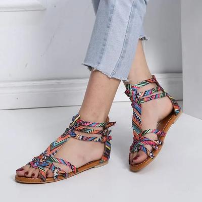 Mode Mode Damen Sandalen National Wind Sandalen Bohemian Style Damen Mode Stil Flache Sommer Damen Schuhe Große Größe Schuhe