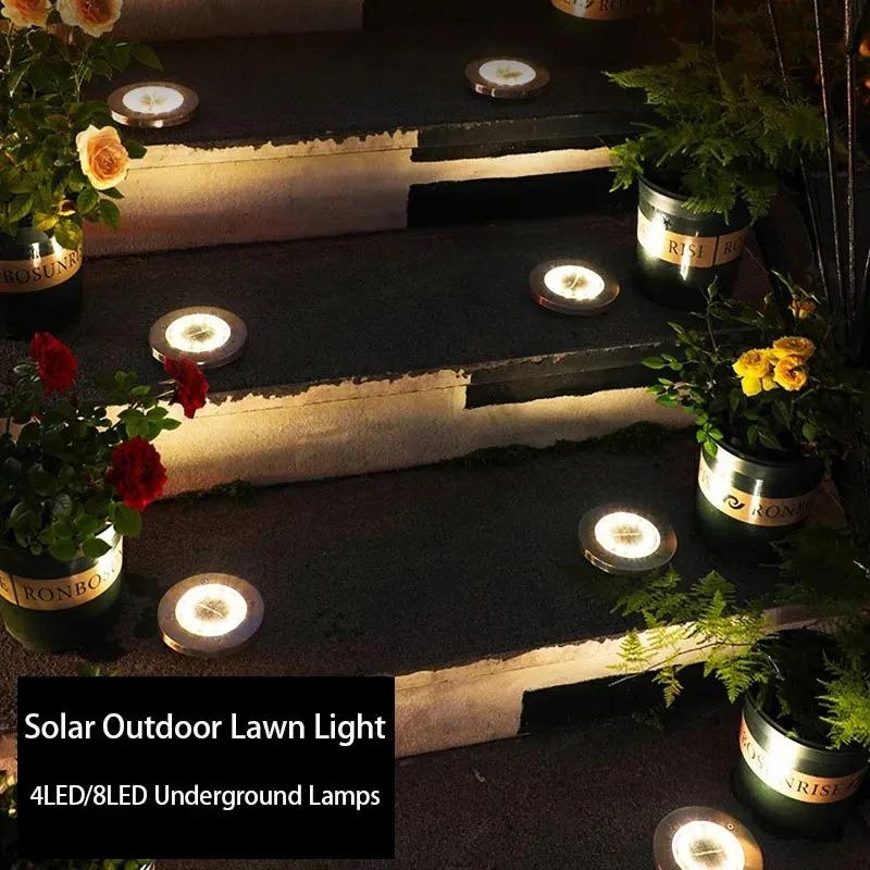 Solar Powered Underground Disk Light, Outdoor Buried Spotlight Lamp, Waterproof In-Ground Landscape Light For Home Garden Lawn Yard Pathway Decoration
