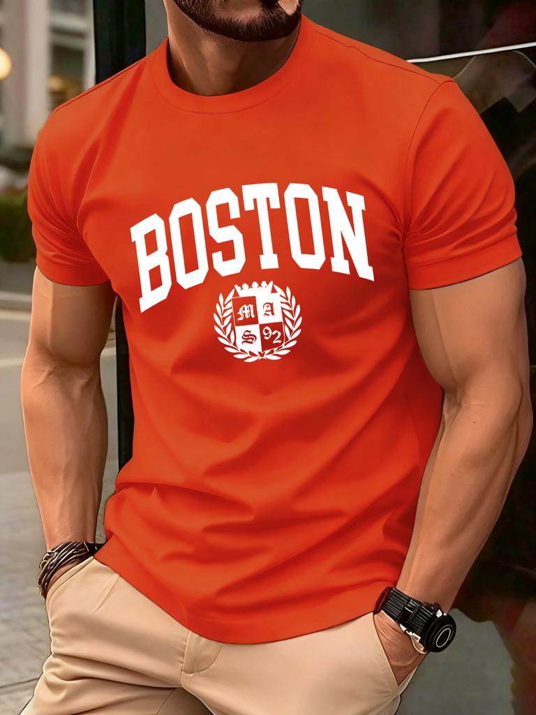 The Sacred Badge Of Boston Print Tee Shirts ONeck Loose Short Sleeve Trendy Cotton Sportswear Unisex Comfortable Summer TShirt