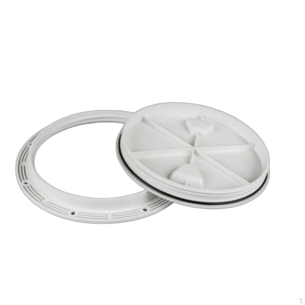 Boat Inspection Deck Plate Recessed Finger Grips Round Textured White 4 Inch