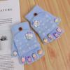Children's gloves girl-year-old cartoon cute half-finger flip to keep warm knitted wool Nantong thickened to keep warm