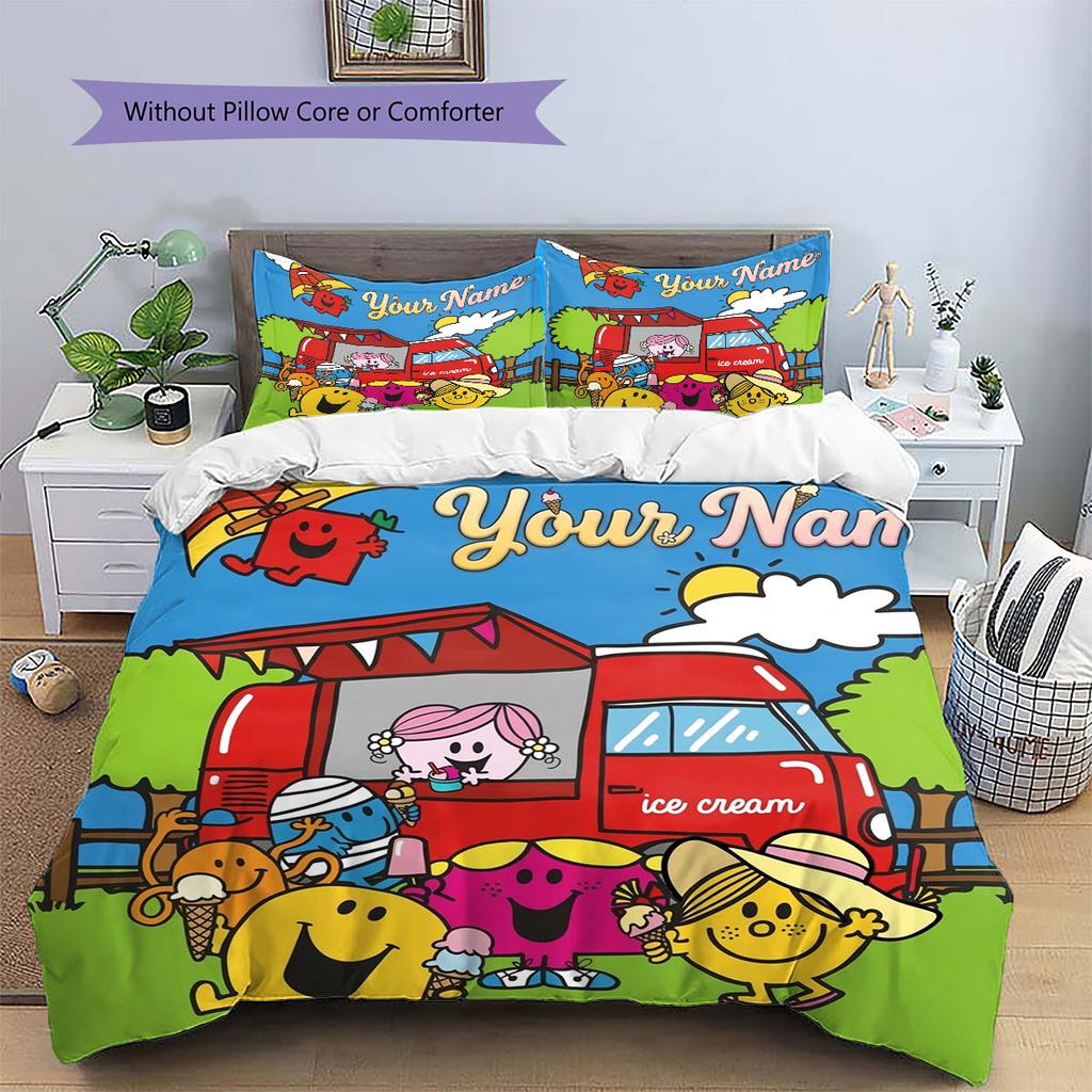 Sig. Biancheria da letto con motivo personalizzato Little Miss da uomo, Set piumone Copripiumone Federa Regalo di Compleanno per la Casa(1 * copripiumino + 2 * federa, senza nucleo)
