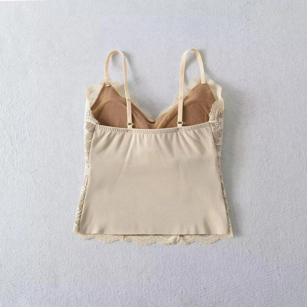 Pure Desire Lace Back Tank Top for Women - Summer 2025 New Arrival, Push-up Strappy Sleeveless Shirt with Chest Pads.