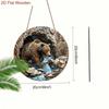 Brown Bear Metal Wall Art, Rustic Woodland Animal Decor, 2D Flat Steel Landscape with River Rocks, Wildlife Scene for Home Living Room
