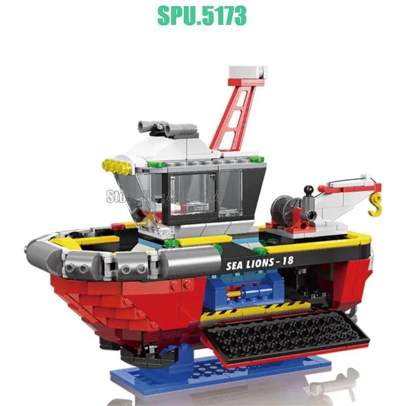 

Смішне Дослідницьке Судно Портовий Буксир Моторний Катамаран Стародавній Китайський Човен Корабель Будівельні Блоки Іграшка для Дітей Освітня