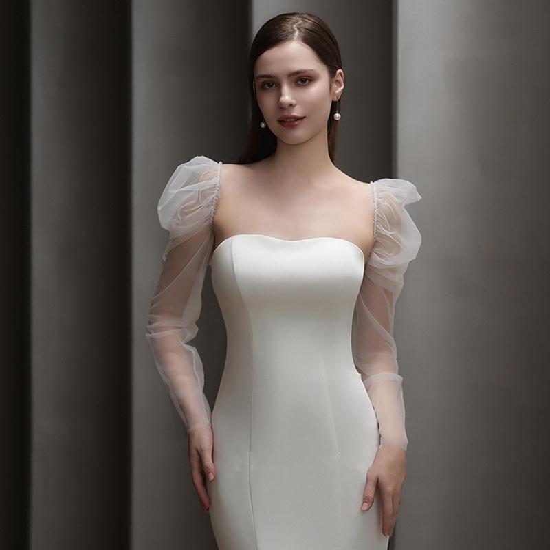 Seethrough Arm Sleeves Sheer Gloves For Bride Wedding Gowns And Formal Occasion Shoulder Length Gloves for Banquets