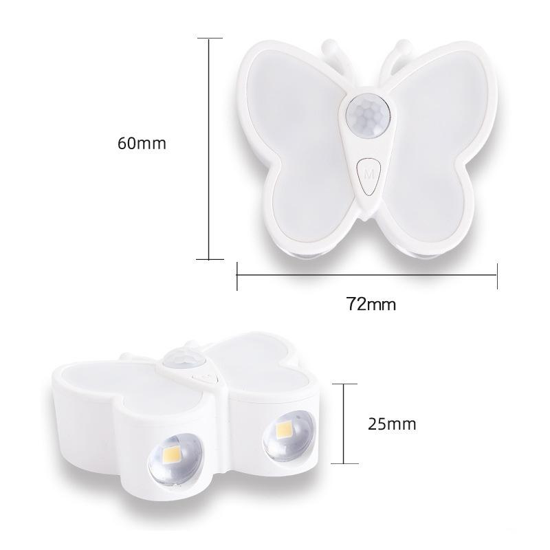 Butterfly Motion Sensor Night Light LED Rechargeable Under Cabinet Lamp for Closet Wardrobe Stair Kitchen Bedroom Home Decor