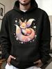 Cute Anime Style, Hoodie, Floral Fox Design, Casual Autumn Winter Wear, Gift for Boyfriend Or Friend