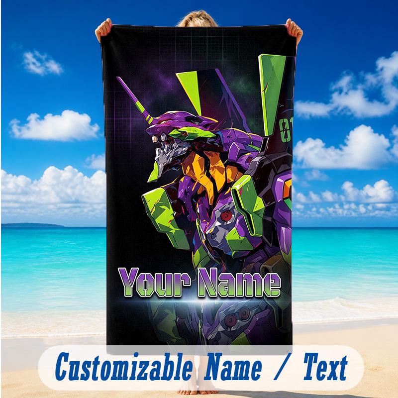 Beach Towel Custom Name Text, Quick Dry Large Towel For Beach HomeNeon Genesis Evangelion