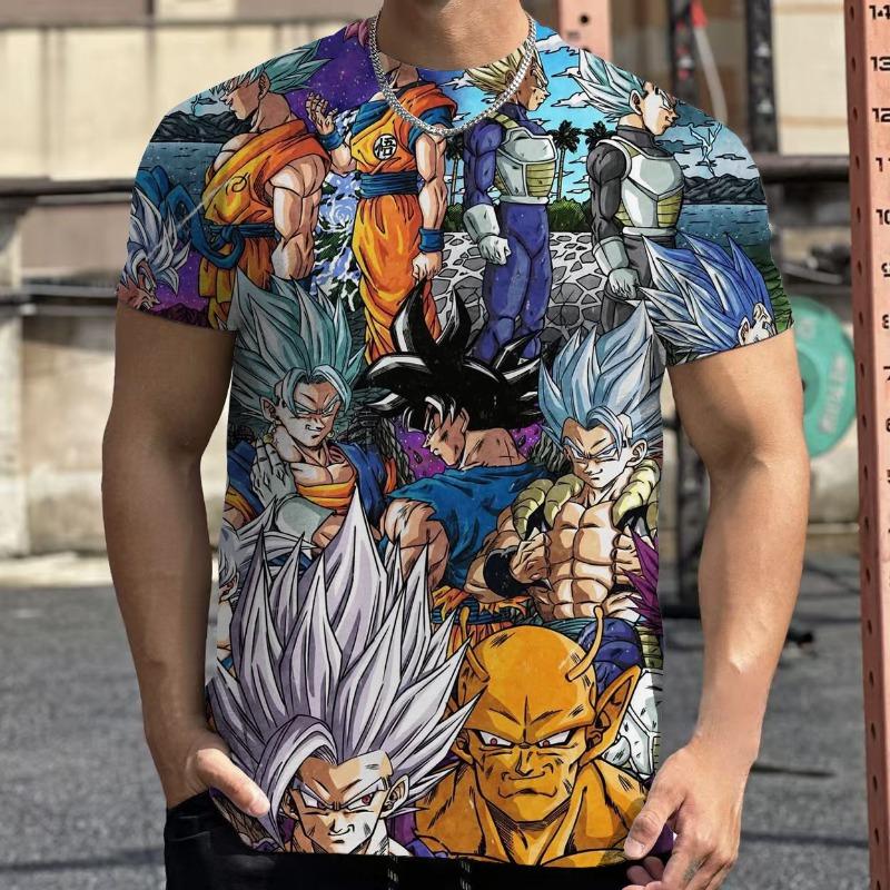 2026 Summer Dragon Ball Retro Fitness T-shirt Men's Oversized 3D Printed Short-sleeved Family Unisex Children's Sports Shirt